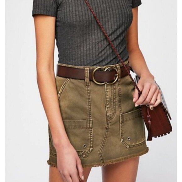 NWOT Free People Army Green Utility Mini Skirt - Gorpcore Grunge Y2K Revive Boho - Picture 15 of 16